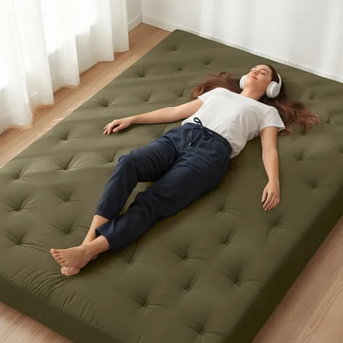 Miniatura 15 de ZonLi Colchón de Futón Japonés para Suelo Tamaño Individual de 75" x 39", Funda 100% Algodón 2.5" Engrosado, Colchón Tatami, Almohadilla Plegable