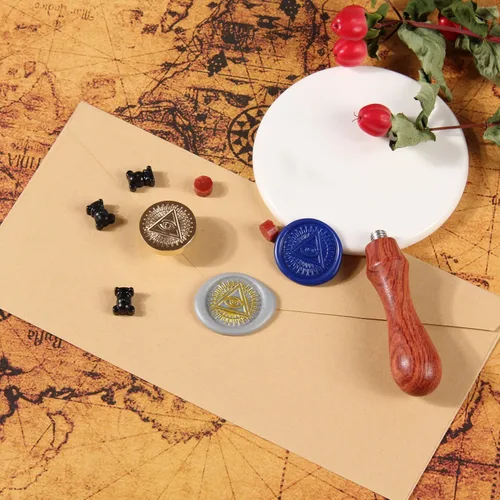 Miniatura 2 de Sello de cera de sello de ojo maligno Illuminati Sello de cera wicca Sello de ojo que todo lo ve Sello de metal vintage con mango de ojo maligno