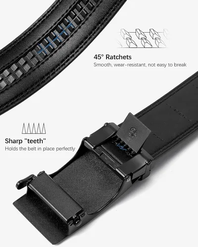 Miniatura 7 de BOSTANTEN Cinturón de cuero con trinquete para hombre, para atuendos formales e informales con hebilla ajustable, se ajusta a la medida.