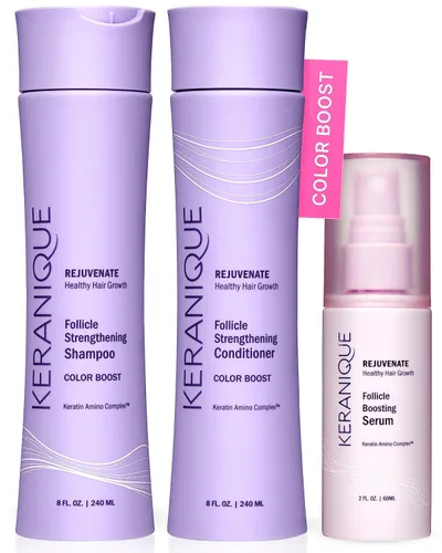 Keranique Juego de champú y acondicionador tratado con suero para el cabello folículo potenciador - Juego de refuerzo de color enriquecido con