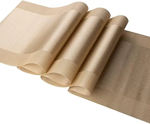 Miniatura 4 de GIVERARE Camino de mesa, 12 x 53 pulgadas, resistente al calor, de vinilo tejido, antideslizante, lavable, fácil de limpiar, cubierta de plástico