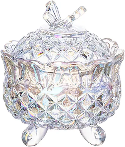 Miniatura 24 de Frasco de vidrio para caramelos de Navidad con relieve de lujo, con tapas, para joyas, tarros de caja de joyería small crown