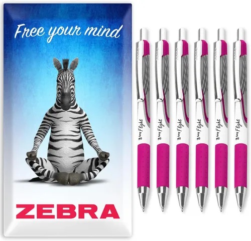 Miniatura 8 de Zebra Pen Bolígrafos clásicos Z-Grip Flight de punta gruesa de 0.047 in, paquete de 6 en embalaje de regalo (negro y morado)