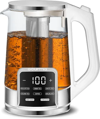 Miniatura 13 de Gourmia Hervidor eléctrico programable de vidrio – 1.7L Control de temperatura para té y café con pantalla táctil digital, 6 ajustes