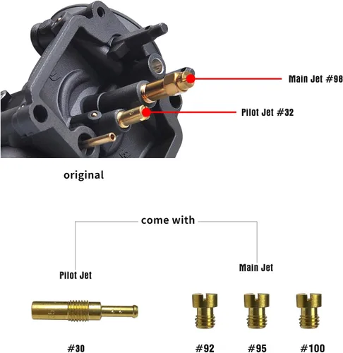 Miniatura 5 de Carburador NIBBI PE22mm, Compatible con motores de motocicleta de brida de 125cc 130cc 140cc, con jet piloto principal, compatible con Apollo RFZ125
