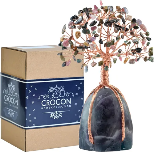 Miniatura 22 de Crocon Árbol de la vida de cristal de cuarzo transparente, chakra para energía positiva, decoración de Feng Shui, árbol bonsái de dinero con piedras