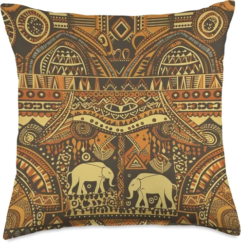 Miniatura 5 de Logiamerch Patterns Patrón africano con elefante, almohada Love Africa, 16 x 16 pulgadas, multicolor