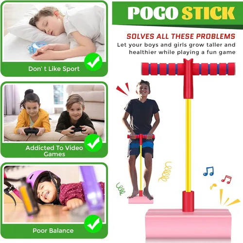 Miniatura 6 de Wettarn 8 piezas de espuma Pogo Jumper Promote Grow Tall Pogo Stick de espuma de palo de salto seguro y divertido para adolescentes, niños y niñas