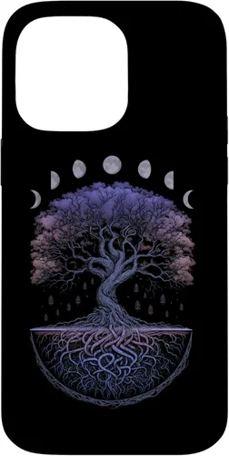 Miniatura 20 de Funda para iPhone 11 Pro Max Yggdrasil nórdico árbol de la vida vikinga fases de la luna