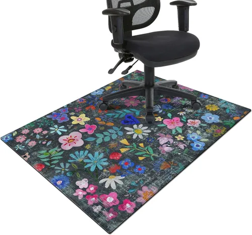 Miniatura 13 de Tapete para silla de oficina para suelo de madera dura y azulejos, tapete bohemio floral de 36"x48" para silla de computadora de oficina para sillas