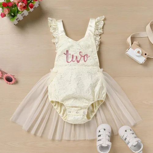 Miniatura 107 de Traje de bebé niña primer cumpleaños traje de encaje tul mameluco princesa tutú vestido de un año cumpleaños pastel Smash fotografía ropa