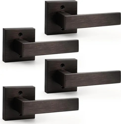Miniatura 30 de Probrico Paquete de 4 manijas de puerta simuladas en negro mate, manijas interiores que no giran, manijas reversibles resistentes para interiores