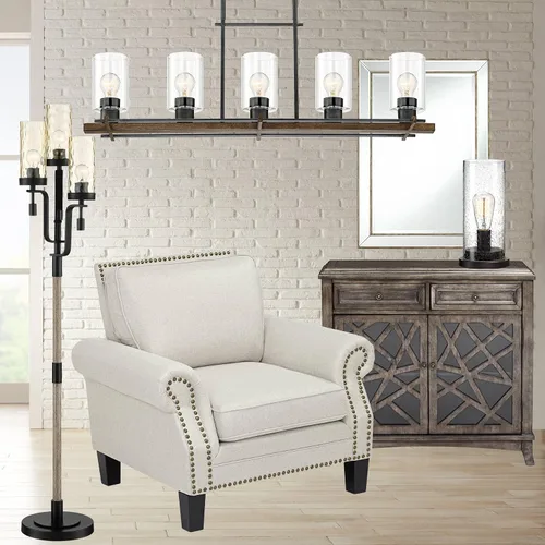 Miniatura 7 de 360 Lighting Libby - Lámpara de mesa de 12 pulgadas de alto LED de bronce con semilla de vidrio sembrado, pantalla cilíndrica para dormitorio, casa