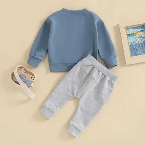 Miniatura 3 de Sprifallbaby Conjunto de ropa para bebé recién nacido, sudadera de manga larga y pantalones para niños pequeños, para otoño e invierno, 2 piezas