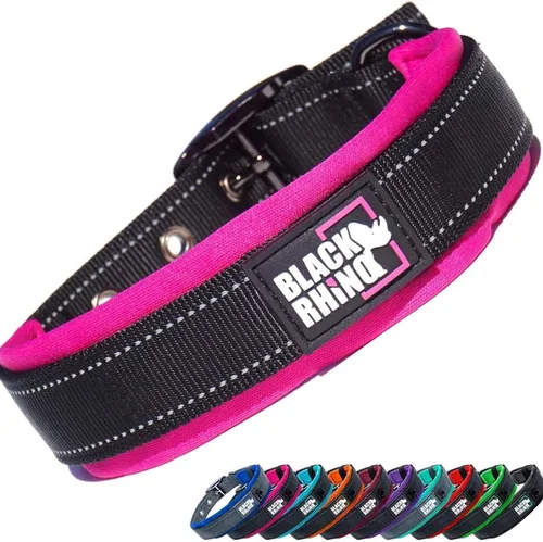 Miniatura 11 de Collares para perros Black Rhino para perros medianos - Collar de perro ajustable reflectante resistente con acolchado de neopreno ultra suave