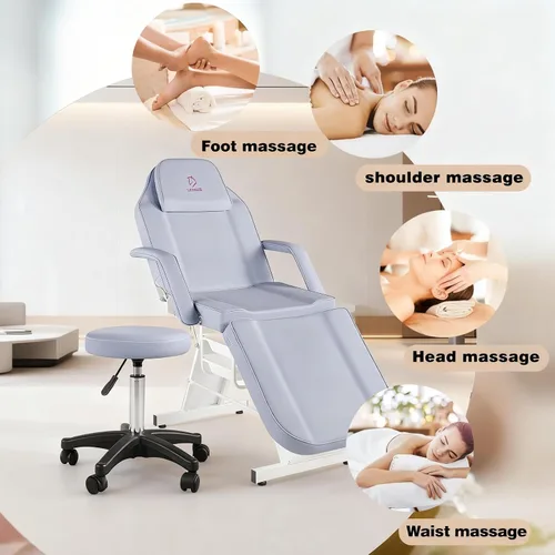 Miniatura 7 de Silla facial de masaje de 73 pulgadas, cama de masaje multiusos de 3 secciones, mesa de tatuaje profesional, equipo de spa para spa facial,