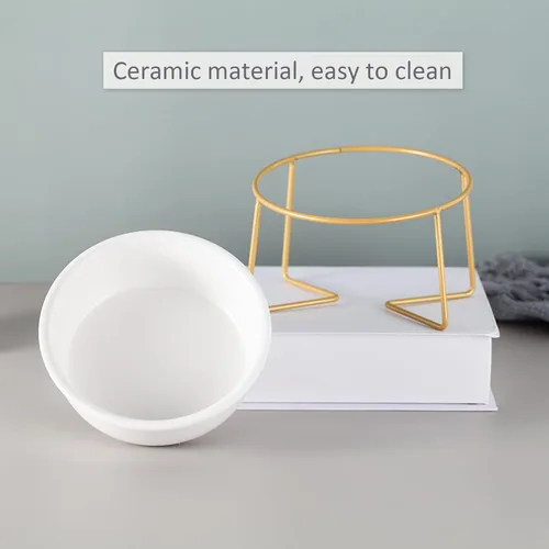 Miniatura 6 de Cuenco elevado elevado de cerámica blanca para gatos y perros, plato elevado para comida para gatos, cuenco de agua para mascotas, cómodo y cómodo