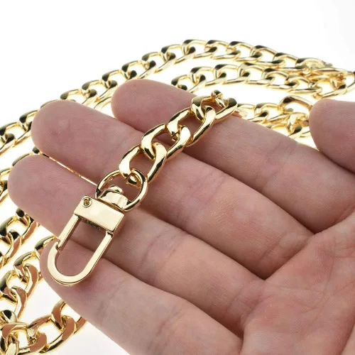 HAHIYO Correa metálica de cadena para bolso de 43.3' de oro para bolso cruzado, bandolera y bolso de mano, cómoda y plana de 0.4' de ancho, extra