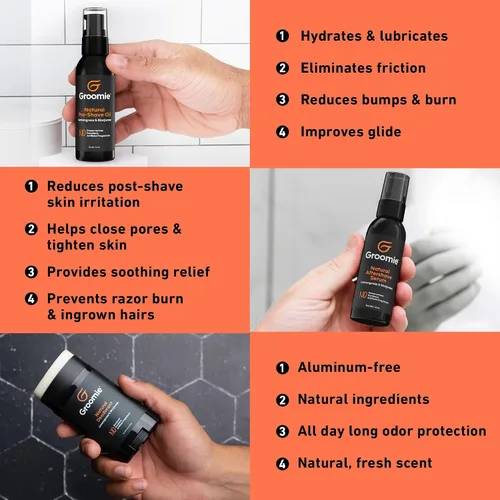 Miniatura 5 de Groomie BaldiePro - Afeitadora eléctrica de cabeza para hombres calvos, incluye funda de viaje, base de carga y kit de accesorios, desodorante
