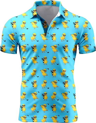 Miniatura 15 de Camisa de golf de los años 80 para hombre, ajuste seco, manga corta, estampada, divertidas, camisas de golf de los años 90 para hombre