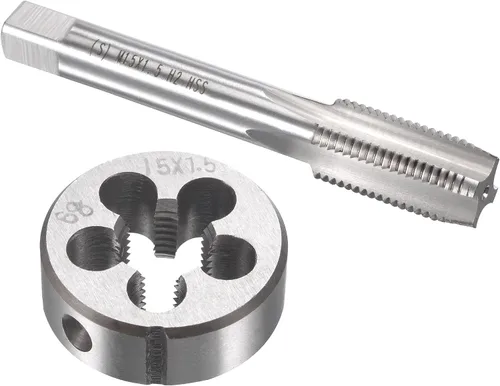 Miniatura 16 de uxcell M13 x 0.039 in Juego de llaves métricas y troqueles, rosca de máquina con troquel de roscado redondo, kit de grifo y troquelado
