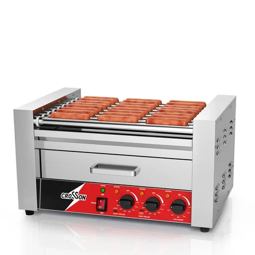 Miniatura 8 de CROSSON Hot Dog - Máquina de cocina con 7 rodillos con protector de estornudos transparente, 7 rodillos antiadherentes 304SS y control