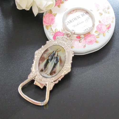Miniatura 4 de Nuestra Señora de Gracia Llavero Abrebotellas (12 piezas) Virgen Milagrosa Llaveros Memoria Regalo Religioso Aniversario Iglesia Evento, plateado