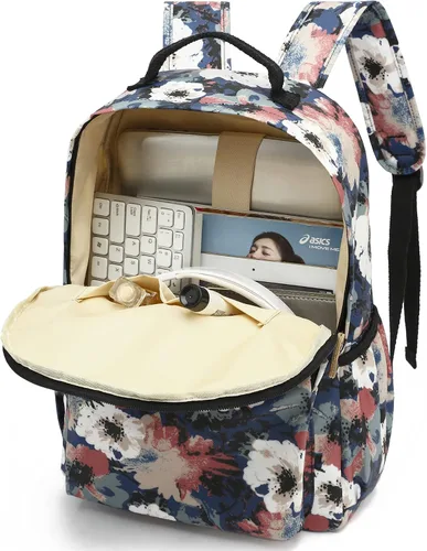 Miniatura 99 de Leaper Mochila para laptop para mujer: linda mochila floral para escuela, universidad, viajes, trabajo, mochila ligera para niños, Negro margarita