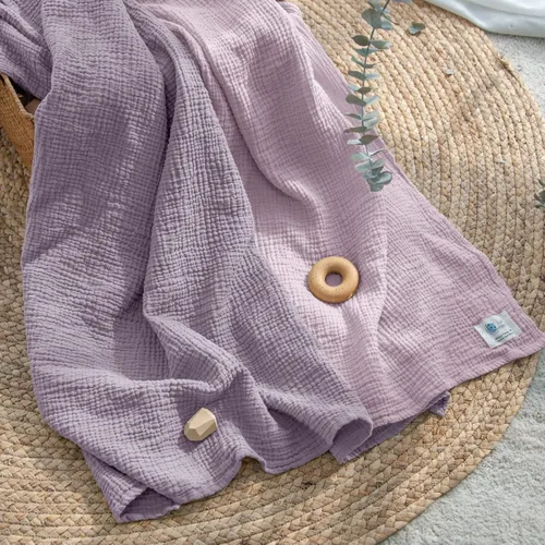 Miniatura 4 de lulumoon Manta de Arrullo de Muselina Mantas Receptoras para Bebé Neutral, Paquete de 2, Morado