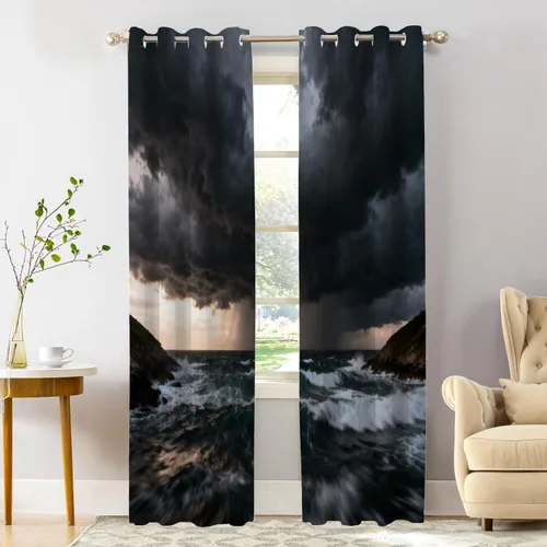 Miniatura 119 de Shrahala Abstract Pattern Geometric Blackout Window Curtains, Concentric Squares Thermal Insulated Curtains Grommet Long Drapes for Bedroom,Living