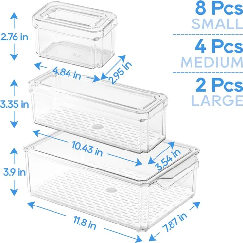 Miniatura 3 de JollyPack - Paquete de 14 organizadores para refrigerador, contenedores organizadores con tapas para refrigerador, contenedores de almacenamiento