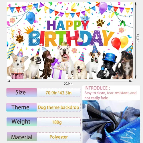 Miniatura 3 de Tatuo Telón de fondo de cumpleaños para perros, decoración de fiesta de cumpleaños de cachorros, pancarta temática de perro, fondo de fotografía