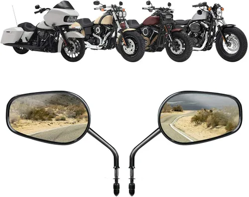 Miniatura 5 de TCMT Par de espejos retrovisores negros para motocicleta Harley Road King CVO Road Street Tri Glide Freewheeler Street XG500 XG750 Sportster XL1200