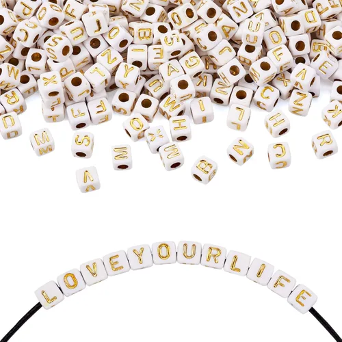 Miniatura 38 de FASHEWELRY 300 cuentas cúbicas de acrílico con números cuadrados mezclados del 0 al 9, cuentas de acrílico blanco de 0.236 x 0.236 pulgadas