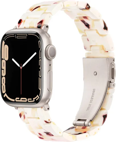 Miniatura 15 de Compatible con Apple Watch Band de 1.614 in, 1.575 in, 1.496 in o 1.929 in, 1.772 in, 1.732 in, 1.654 in, correa de repuesto de resina ligera Blanco