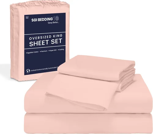 Miniatura 11 de SGI Bedding 108" x 108" Juego de sábanas de 4 piezas de tamaño Alaskan King de 1000 hilos 100% de algodón egipcio - Sábanas de bolsillo profundo