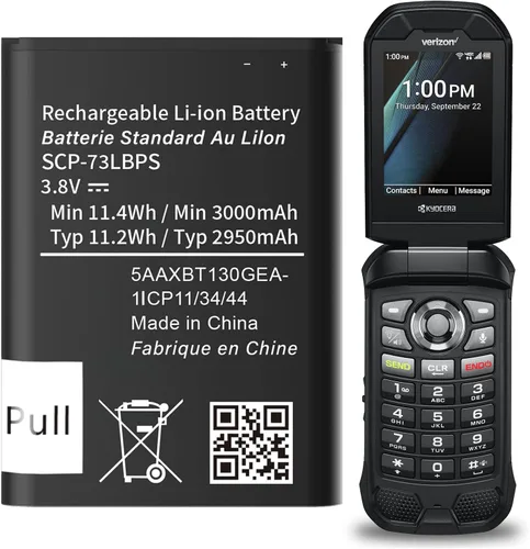 Batería SCP-73LBPS, (2026 nueva actualizada) 3000mAh 0 Ciclo Batería de repuesto de alta capacidad para Kyocera DuraXV Extreme E4810 DuraXE Epic