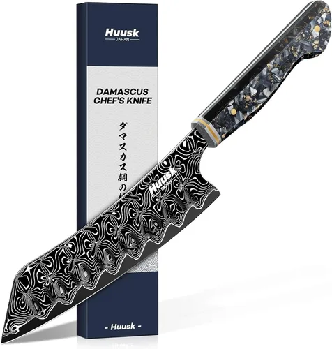 Miniatura 10 de Huusk Juego de cuchillos de chef japoneses – Juego de 5 cuchillos de cocina con mango ergonómico, juego de cuchillos de chef profesionales ultra