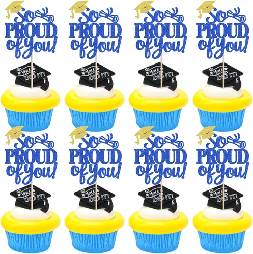 Miniatura 48 de Paquete de 24 adornos para cupcakes de clase 2025 con purpurina 2025 para diploma de graduación 2025 para cupcakes temáticos de graduación 2025