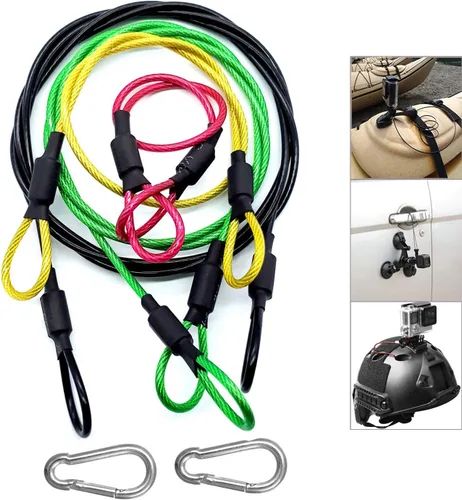 Correa de seguridad para cámara, cable de acero inoxidable, cordón de revestimiento colorido con gancho mosquetón clip para GoPro Hero 9 8 7 6 5 4 3