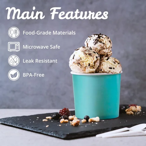 Miniatura 6 de MATICAN Vasos de papel para helado, paquete de 50 cuencos desechables de postre de 11 onzas para bebidas calientes y frías, 11 onzas, 5