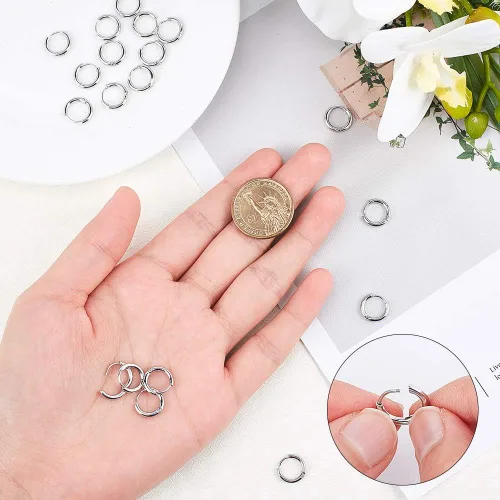 Miniatura 5 de UNICRAFTALE 20 aretes de aro pulidos a mano de 0.472 in, aretes de aro de acero inoxidable de 0.028 in, componentes de alambre de acero inoxidable