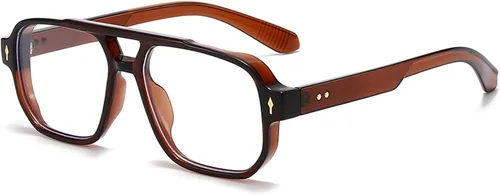Miniatura 10 de PORADAY Gafas de Bloqueo de Luz Azul para Mujeres y Hombres Estilo Retro Cuadrado de los Años 70 Gafas de Aviador Gafas Rectangulares para A1 negro