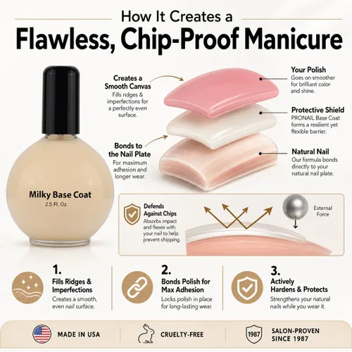 Miniatura 3 de PRONAIL - Capa base lechosa para esmalte de uñas, 2.5 onzas, fuerza profesional, larga duración, manicura y pedicura, fortalecedor de uñas