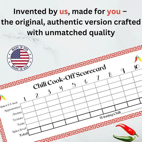 Miniatura 4 de Chili Cook Off - Tarjeta de puntuación de competencia – Boletas de juicio de Chili para tu Chili Cook-off – 25 tarjetas de votación – Fabricado