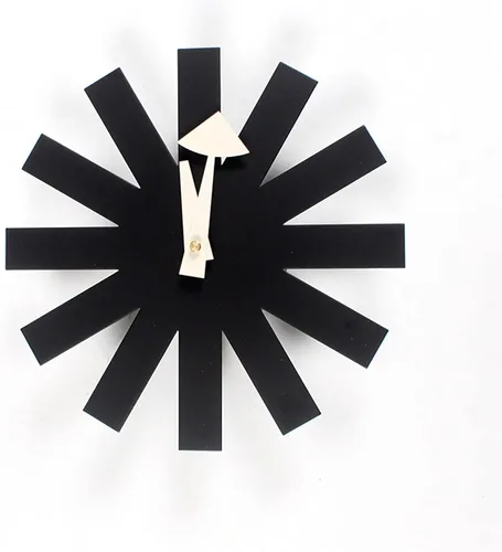 SHISEDECO Reloj asterisco moderno en negro, sin tictac, diseño retro de mediados de siglo, reloj de cuarzo de pared silencioso decorativo para el