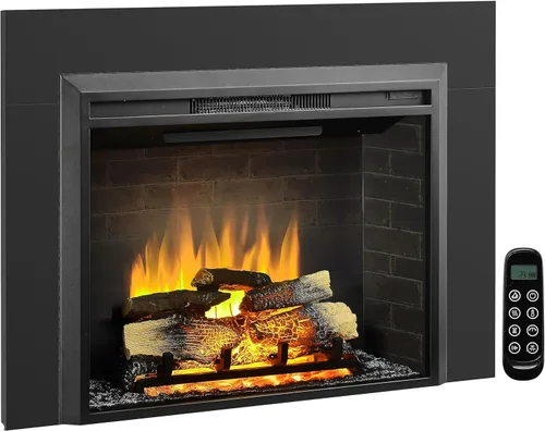 Miniatura 8 de LegendFlame Carl 28 Pulgadas con Kit de Adornos, Inserto de Chimenea Eléctrica, Calentador de Chimenea 750/1500W, Sonido de Fuego Crepitante