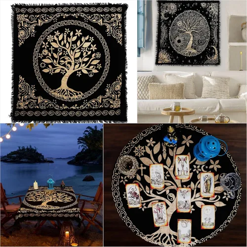 Miniatura 2 de Indian Consigners Altar Cloth Alter Tarot Witchery Square 18" Árbol celta de la vida Wica Spread Decor