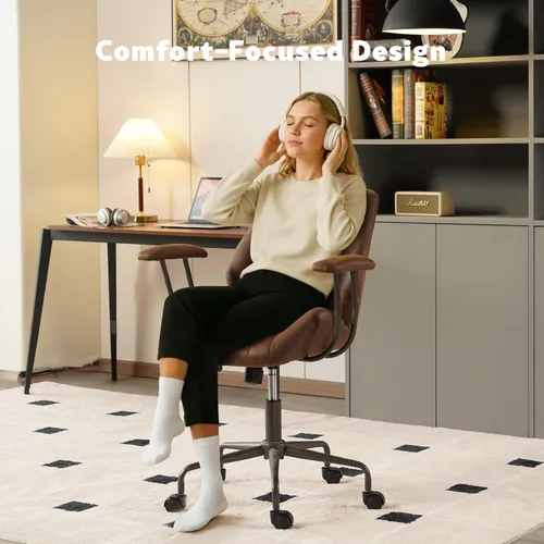 Miniatura 3 de Silla de escritorio para oficina en casa, respaldo alto, ruedas de goma, ergonómicas para computadora, con soporte lumbar, silla giratoria de altura