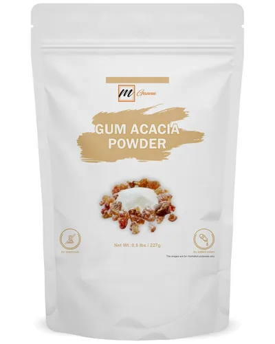 mGanna Gum Acacia/Gum Arabic/Acacia Senegal Powder | Fibra prebiótica natural | Grado alimenticio y cosmético 227 g / 0.5 lbs